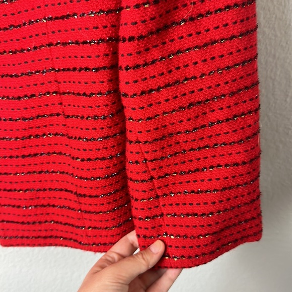 Vintage PSI Red Button Front Woven Metallic Wool Blend Jacket - Picture 6 of 8